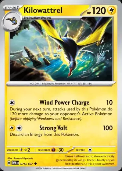 Kilowattrel 76/167 Twilight Masquerade Pokemon card