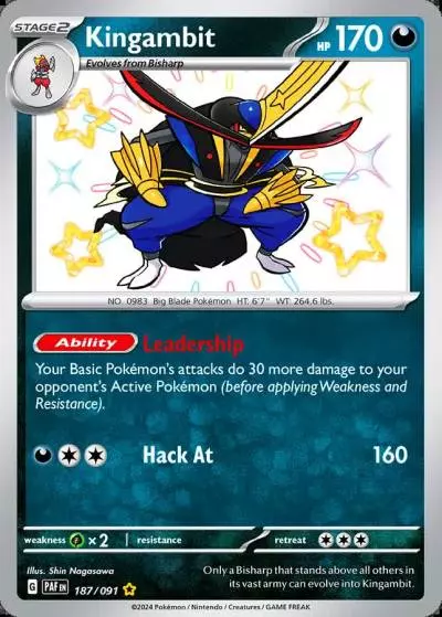 Kingambit 187/91 Paldean Fates Pokemon card