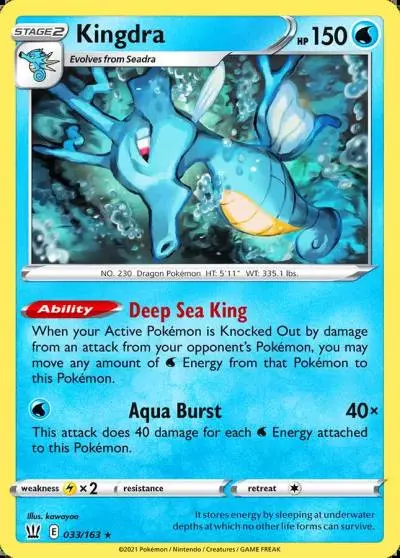 Kingdra 33/163 Battle Styles Pokemon card