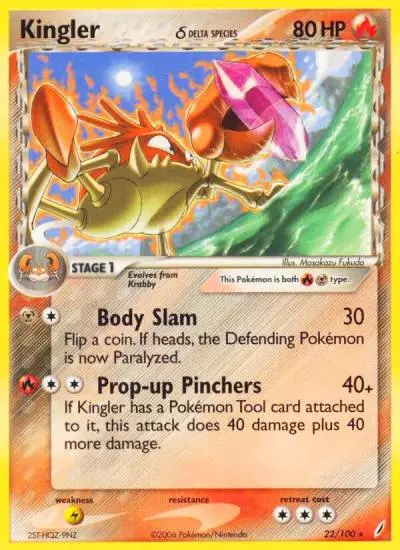 Kingler δ 22/100 Crystal Guardians Pokemon card