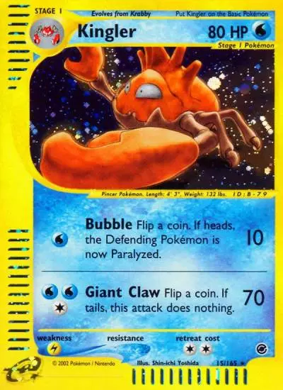 Kingler 15/165 Expedition Base Set Pokemon card