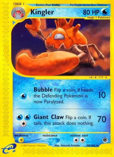 Kingler 50/165 Expedition Base Set Pokemon card