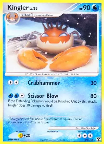 Kingler 20/106 Great Encounters Pokemon card