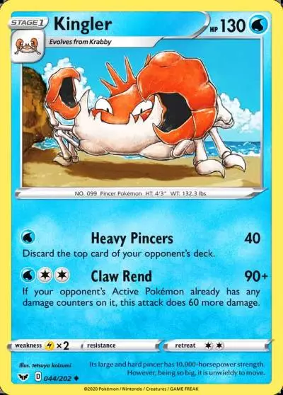 Kingler 44/202 Sword & Shield Pokemon card