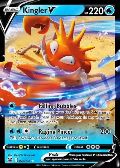 Kingler V 28/172 Brilliant Stars Pokemon card