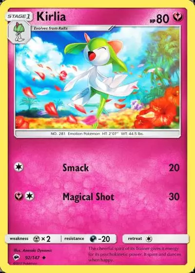 Kirlia 92/147 Burning Shadows Pokemon card