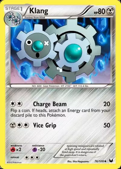 Klang 76/108 Dark Explorers Pokemon card