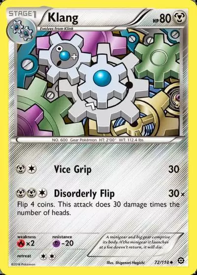 Klang 72/114 Steam Siege Pokemon card