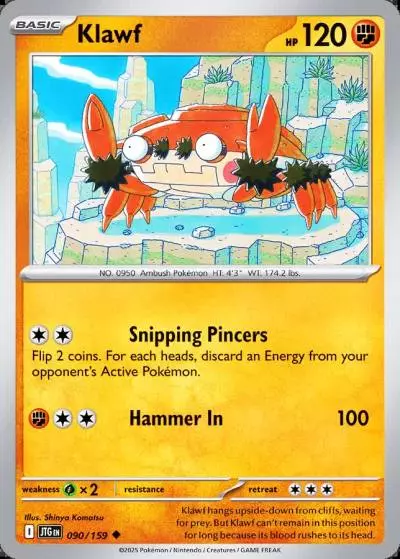 Klawf 90/159 Journey Together Pokemon card