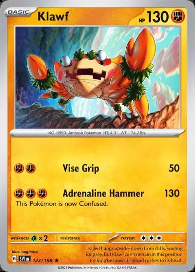 Klawf 122/198 Scarlet & Violet Pokemon card