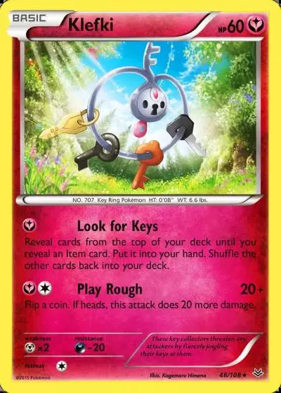 Klefki 48/108 Roaring Skies Pokemon card