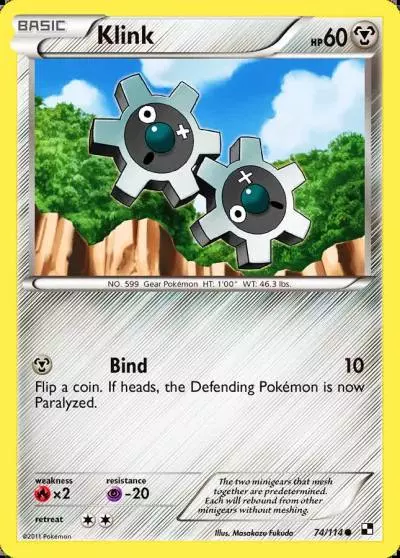 Klink 74/114 Black & White Pokemon card