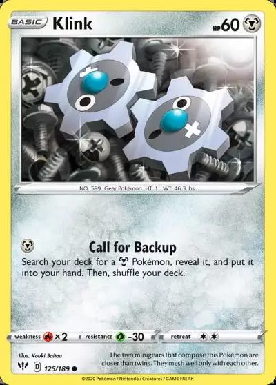 Klink 125/189 Darkness Ablaze Pokemon card