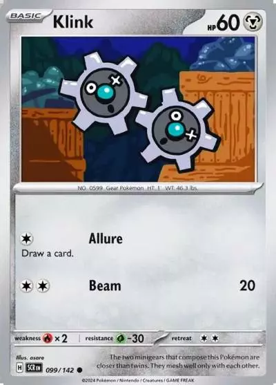 Klink 99/142 Stellar Crown Pokemon card
