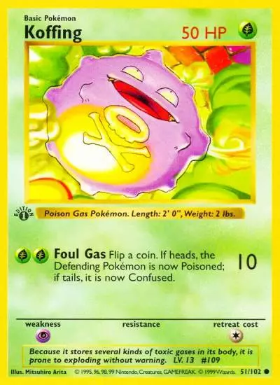Koffing 51/102 Base Pokemon card