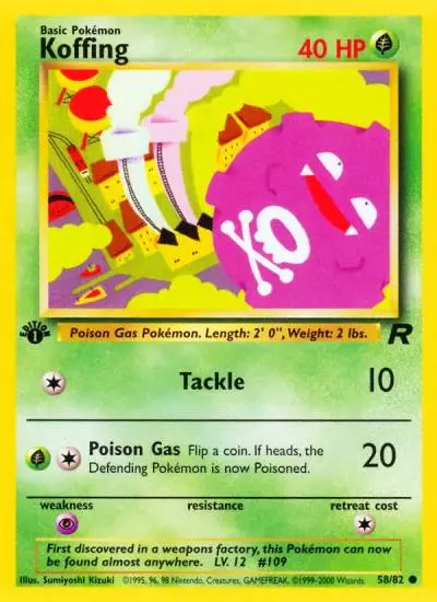Koffing 58/82 Team Rocket Pokemon card