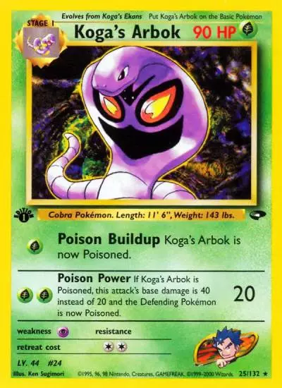 Koga's Arbok 25/132 Gym Challenge Pokemon card