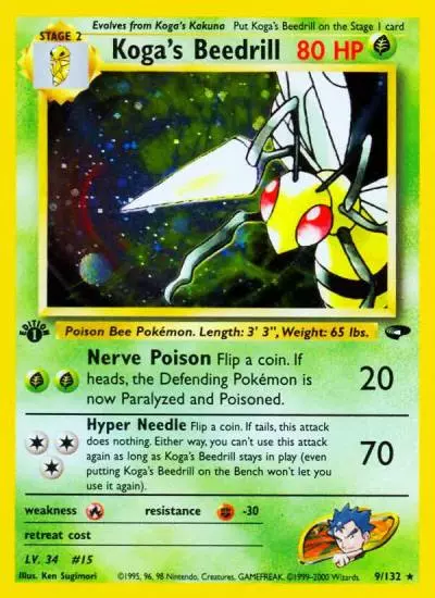 Koga's Beedrill 9/132 Gym Challenge Pokemon card