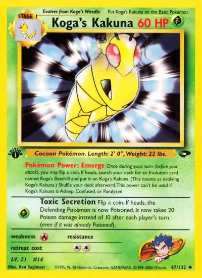 Koga's Kakuna 47/132 Gym Challenge Pokemon card