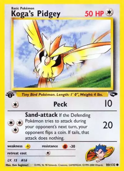 Koga's Pidgey 80/132 Gym Challenge Pokemon card
