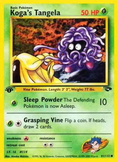 Koga's Tangela 81/132 Gym Challenge Pokemon card