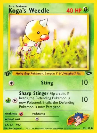 Koga's Weedle 82/132 Gym Challenge Pokemon card