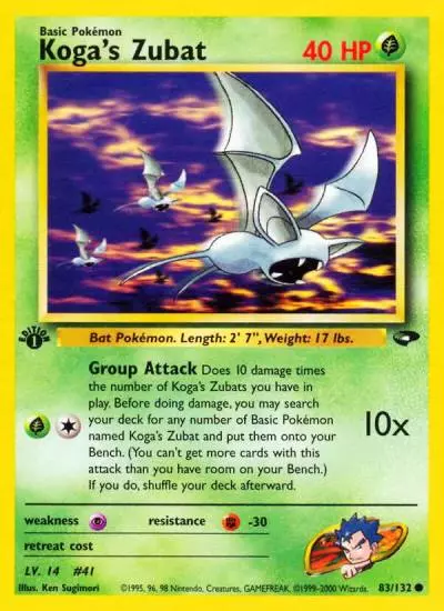 Koga's Zubat 83/132 Gym Challenge Pokemon card