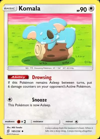Komala 185/236 Unified Minds Pokemon card