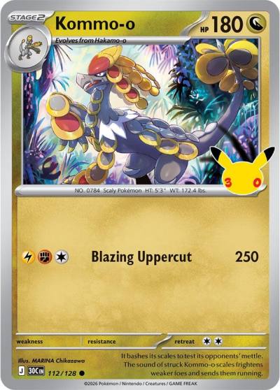 Kommo-o 112/128 30th Celebration Pokemon card