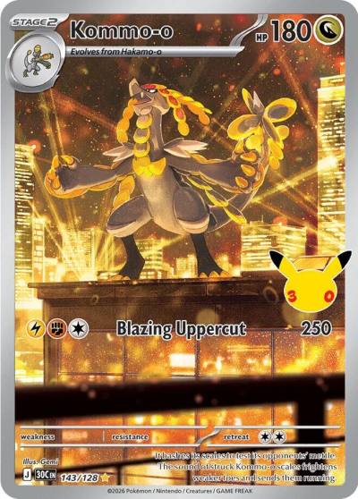 Kommo-o 143/128 30th Celebration Pokemon card