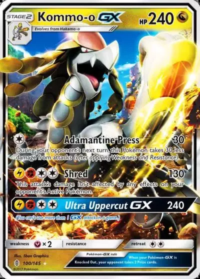 Kommo-o-GX 100/145 Guardians Rising Pokemon card