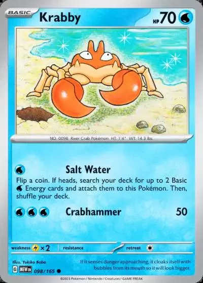 Krabby 98/165 151 Pokemon card