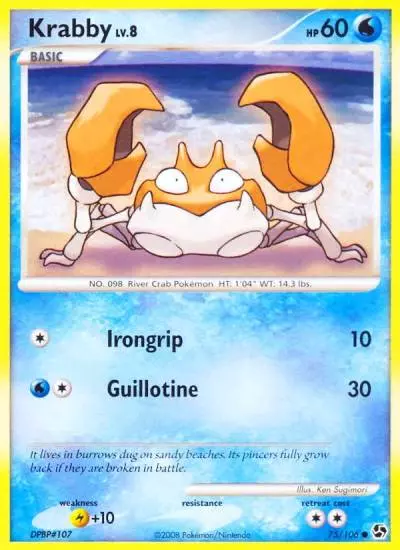 Krabby 75/106 Great Encounters Pokemon card