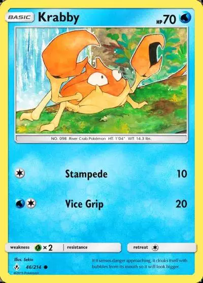 Krabby 46/214 Unbroken Bonds Pokemon card