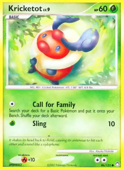 Kricketot 86/123 Mysterious Treasures Pokemon card