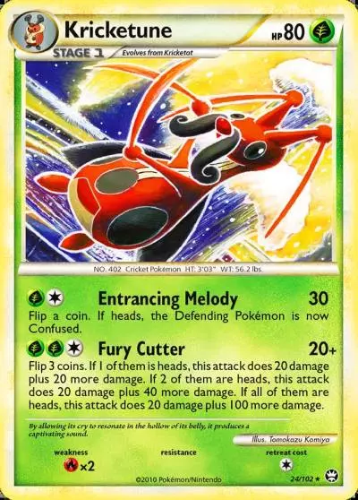 Kricketune 24/102 HS—Triumphant Pokemon card