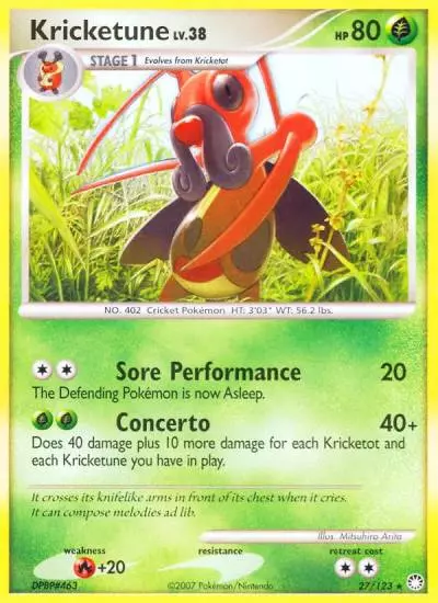 Kricketune 27/123 Mysterious Treasures Pokemon card