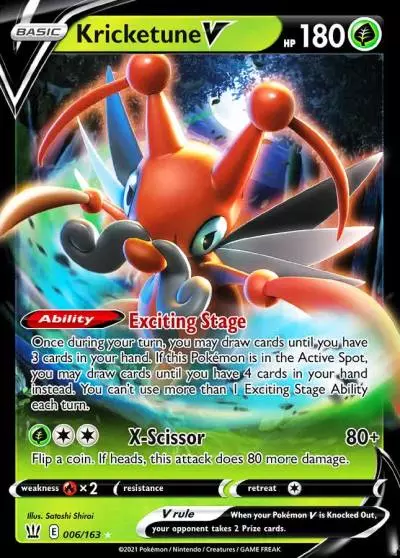 Kricketune V 6/163 Battle Styles Pokemon card