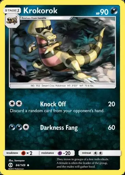 Krokorok 84/149 Sun & Moon Pokemon card