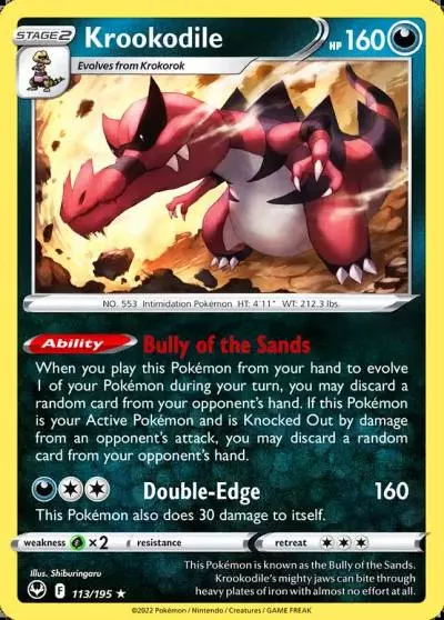 Krookodile 113/195 Silver Tempest Pokemon card