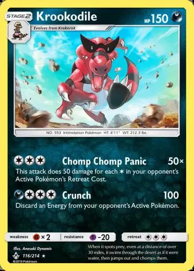 Krookodile 116/214 Unbroken Bonds Pokemon card
