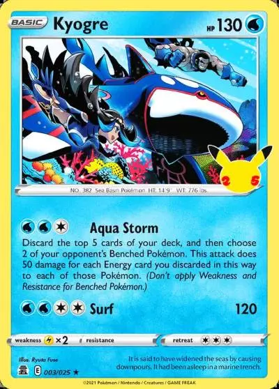 Kyogre 3/25 Celebrations Pokemon card