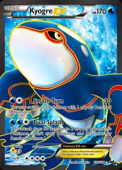 Kyogre-EX 104/108 Dark Explorers Pokemon card