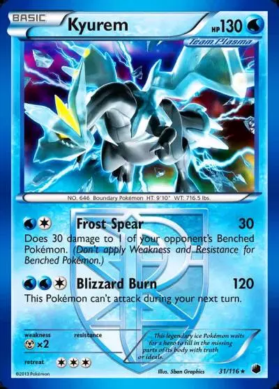 Kyurem 31/116 Plasma Freeze Pokemon card