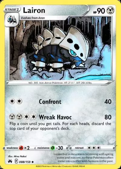 Lairon 88/159 Crown Zenith Pokemon card