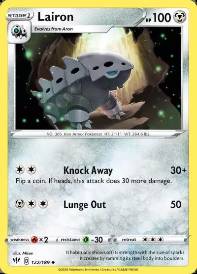 Lairon 122/189 Darkness Ablaze Pokemon card
