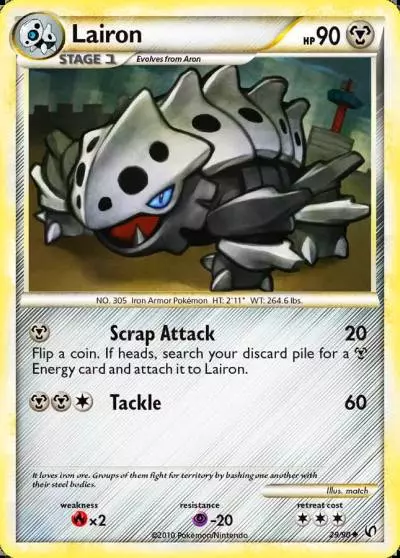 Lairon 29/90 HS—Undaunted Pokemon card