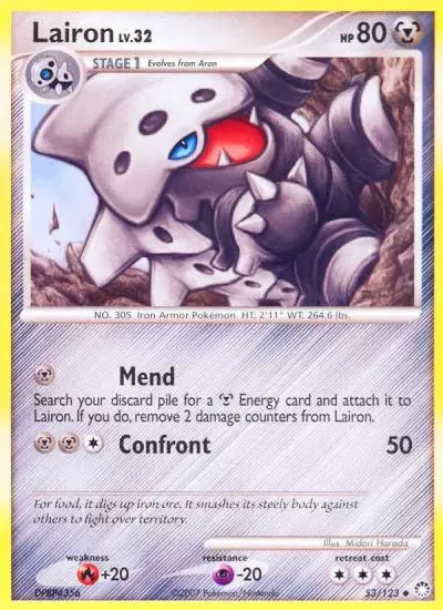 Lairon 53/123 Mysterious Treasures Pokemon card
