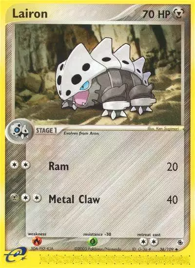 Lairon 36/109 Ruby & Sapphire Pokemon card