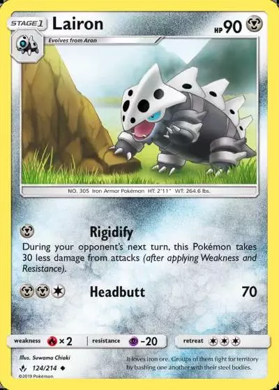 Lairon 124/214 Unbroken Bonds Pokemon card